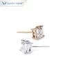 Orecchino Tianyu Moissanite in oro puro 14k/18k 6.5*6.5mm Princess Cut Screw Back Stud per Lady