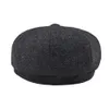 Bérets BOTVELA Tweed laine 8 pièces noir chevrons sboy casquette hommes classique 8-quarts panneau Style casquettes plates femmes béret chapeau 231208