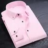 Camicie casual da uomo Camicia abbottonata a maniche lunghe in cotone Abito formale da lavoro Tinta unita Blu Bianco Top Coreano Slim Fit