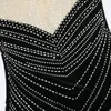 Robes décontractées strass fente maille robe de soirée 2023 moulante cocktail dames anniversaire élégant luxe sexy col en V fête noir