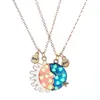 Pendant Necklaces 2pcs/Set Luminous Enamel Moon Sun BFF Friend Forever Jewelry Magnetic Children Necklace