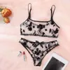 Floral Full Cup for Women Fashion Mesh Sexy Underwear Intimate Lingerie Ruffles Bra and Panty Set