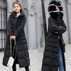 Womens Down Parkas Winter Jacket Long Wear Korean Fashion Edition Belted Slim Fit Cotton Padding Warm Windbreak Coat 231208