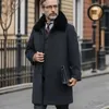 Casacos de Trench Masculinos Inverno Grande Colar Longo Mens Luxo Jaquetas Pretas para o Pai Frio Marido Casacos Fleece Parka