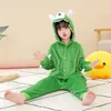 Rompers Kigurumi Anime Bodysuit for Kids From 4 to 12 Years Green Dinosaur Costume Cute Cartoon Animal Onesie Boys Girls Winter Pajamas 231208