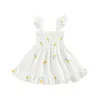 Girl Dresses Toddler Baby Sleeve Dress Flower Embroidered Pattern Hollow Ruched A-Line For Summer Children's Clothing