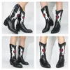 Stövlar kvinnliga kärlek hjärta mitt kalvstövlar kvinnor söta cowgirls cowboy chunky häl vintage mode punk western boot broderi skor mujer 231207