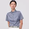 Kadın Bluzları Ofis Lady İpek Touch Yaz Kısa Kollu Gömlek Cep Gizli Düğmeli Plaket Sıradan İnce Gömlek