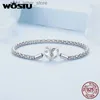 WOSTU Solid 925 Sterling Silver Heart Star Basic Bangle Armband voor DIY Charm Beads Snake Chain Glanzende CZ Link Sieraden Wholeslae YQ231208