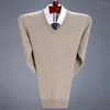 Men's Sweaters V-neck Long-sleeve Sweater Comfortable Base Layer Shirt V Neck Solid Color Knitted Fall Winter Thick Pullover Soft