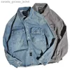 Women's Jackets Heavy American retro military style lti-pocket tooling shirt loose washed casual denim shirt long sle jacket L231208