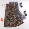 Skirts Vintage Leopard Pleated Long Skirt For Women Autumn Serpentine Print A Line Folds High Waist Midi Female