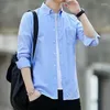 Men's Casual Shirts Men Oxford Shirt Dress Long Sleeve Solid Male Clothing Fit Business White Blue Navy Red Spring Summer