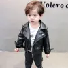 Jackets Boys Leather Jacket Solid Color Boy Coats Kids Casual Style Children Jackets Spring Autumn Clothes For Boys 231207