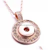 Pendant Necklaces Pendant Necklaces Snap Button Jewelry Rhinestone Sier Rose Gold Round Shape Fit 18Mm Snaps Buttons Necklace For Wome Dhec0
