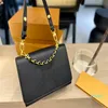 Bolsos de hombro de tela vaquera con giro de diseñador para mujer, bolso de mano con cadena clásica de cuero, elegante, con espalda esférica y ondulación de agua