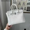 Himalaya Crocodile Handbag Tote Bags Hong Kong Fashion Brand Womens Diamond Buckle Himalayan White Crocodile Pattern Platinum Bag Silver Buckle HBEX