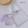 Kortinnehavare älskar hjärtskyddande fall ID transparent Pocard Holder PO Display Bank Cover Bag Pendant Slider