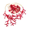Colares de pingente gótico vermelho coral gargantilha colar para mulheres elegantes jóias de corrente longa