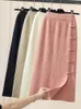 Skirts Autumn Winter Chinese Style Knitted Skirt For Women High Quality Elegant Solid Waist Split Knitwears Clothing