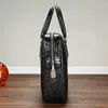 Porte-documents de luxe peau de Crocodile en cuir véritable, mallette d'affaires pour hommes, sac à bandoulière Alligator, messager pour ordinateur portable