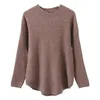 Women's Blouses Fall Winter Women Sweater 2023 Round Neck Loose Long Sleeve Irregular Hem Solid Color Cozy Pullover Elastic Lady Top