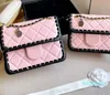 2023 Designer Luxury Mini Braided Tofu Flap Bag Calfskin Sequined Contrast Color Design Classic Quilted Hardware Chain Crossbody Shoulder