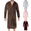 Men's Sleepwear Male Winter Coral Velvet Bathrobe Hooded Thickened Longer Bathrobes For Man Fluffy Ultra Comfortable Pajamas Zipper