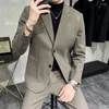 Abiti da uomo Abito a due bottoni M-5XL (pantaloni da completo) Moda di alta qualità Business Bello Trend Matrimonio Slim Tinta unita Set in due pezzi