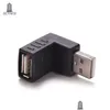 Connecteurs de câbles d'ordinateur 300pcs / lot 90 degrés coudé USB 2.0 A mâle à femelle adaptateur USB2.0 coupleur connecteur convertisseur d'extension Fo Dhctj