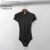 Kvinnors t-shirt Bradely Michelle Summer Sexy Women Slim Short-Sle O-Neck Topps Bodysuits Fe Rompers Streetwear Jumpsuitsl231212