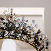 Czarne kryształowe tiary ślubne Cubic Crown Crown Rhinestone Controsel