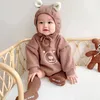 Macacão outono inverno bebê meninos velo macacão manga longa urso mais grosso infantil meninos bodysuit incluir chapéu nascido meninos onesie 231208