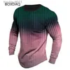 Męskie koszulki w paski w paski T-shirty Modne T-shirty Spring Autumn Long Slee Dye 3D Printed Street Tees 6xl Plus Size Casual Tops L231208