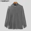 Camisetas para hombres 2023 hombres camiseta color sólido velour cuello alto largo sle casual camiseta hombres acogedor streetwear ocio camisetas s-5xl l231208