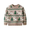 Cardigan de noël pour enfants, pull décontracté pour bébé, chaud, imprimé d'élan, tricoté, filles et garçons, mignon, arbre de noël, vêtements 231207