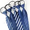 Bow Ties Valentine's Day Sending A Boyfriend As Gift Business Professional Knotless Zipper Tie 7cm Blue Stripe Easy To Pull Work