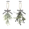 Decorative Flowers Artificial Mistletoe Branches Christmas Tree Greeny Leaves Cuttings Hanging Ornaments Xmas Party Festival DIY Decoration