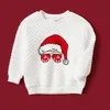 家族を一致させる衣装パットパットクリスマスグラフィックプリントホワイトロングスリーブテクスチャスウェットシャツ柔らかくて快適な基本スタイル231207