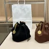 Classic 23 New Solid Color Women Shoulder Bag Fashion Diamond Lattice Chain Crossbody Bag French Brand Double Letter High Quality Velvet Drawstring Bucket Bag