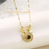 Hot Sale 2023 Zircon Projection Stainless Steel Antler 100 Languages I Love Your Necklace