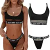 Modebrev Bra Thong 2st Sexiga transparenta damer Solid Color underkläder trosuppsättning