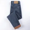 Men s Jeans Thermal Stretch Winter Snow Warm Plush Slim N Leg Thicken Fleece Denim Long Pants Korean Fashion Trousers 231208