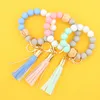 Silikonpärlarmband Beech Tassel Key Chain Pendant Leather Armband Women's Jewelry 14 Style P162