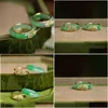 Fedi nuziali in cristalli di calcedonio verde naturale per le donne Gioielli di lusso in stile cinese Regalo squisito staccabile Consegna a goccia Rin Dht9U