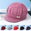 Visors Knitted Hat Fashion Windproof Ear Guard Peaked Cap Keep Warm Winter Beanies Middle Aged