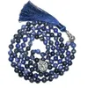 펜던트 목걸이 8mm 파란색 정맥 청금소 Lazuli 손 잡이 japamala 목걸이 명상 요가 정신 티베트 보석류 108 Mala Rosary Tassel Beads 231207