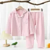 Pyjamas Automne Hiver Enfants Pyjama Ensembles Couleur Unie Vêtements de Nuit pour Enfants 116 ans Adolescent Pijamas Garçons Filles Loungewear Bébé Vêtements 231207