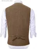 Gilet da uomo Gilet da uomo con scollo a V a spina di pesce in tweed Gilet da lavoro per matrimonio Gilet da uomo Groomman Abbigliamento Giacca vittoriana Steampunk Q231208