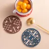 Silicone Insulated Meal Mat Chinese Style Hollow Out Table Decor Tea Cup Mat Wear Resistant Anti Slip Bowl Mat Kitchen Supplies
